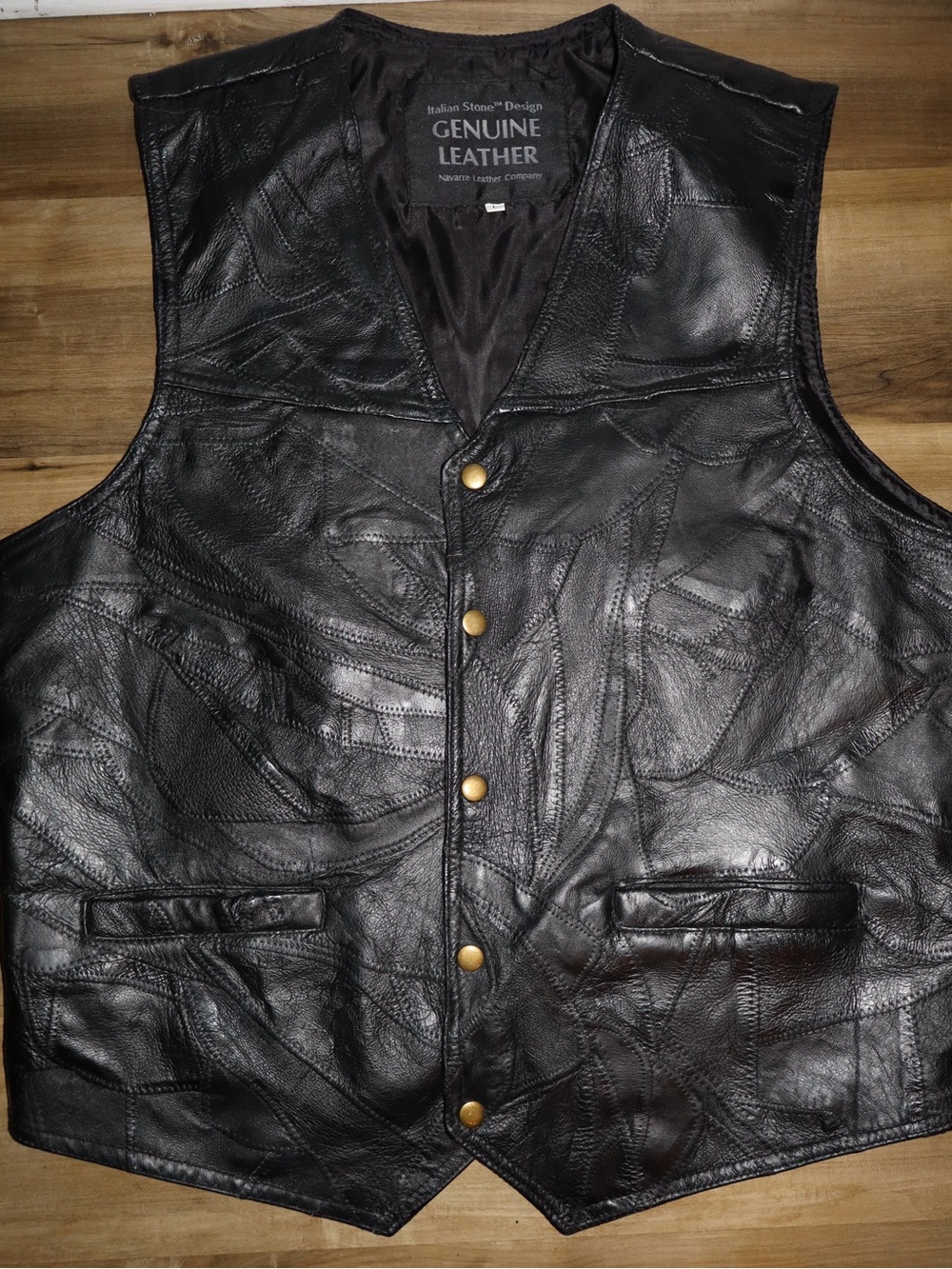 Genuine Leather Black Men's Vest by Italian Stone Design